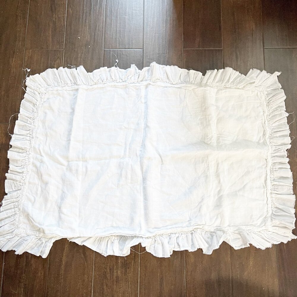 Matteo Solid White Linen King Size Pillow Sham Cover Ruffle Trim Boho